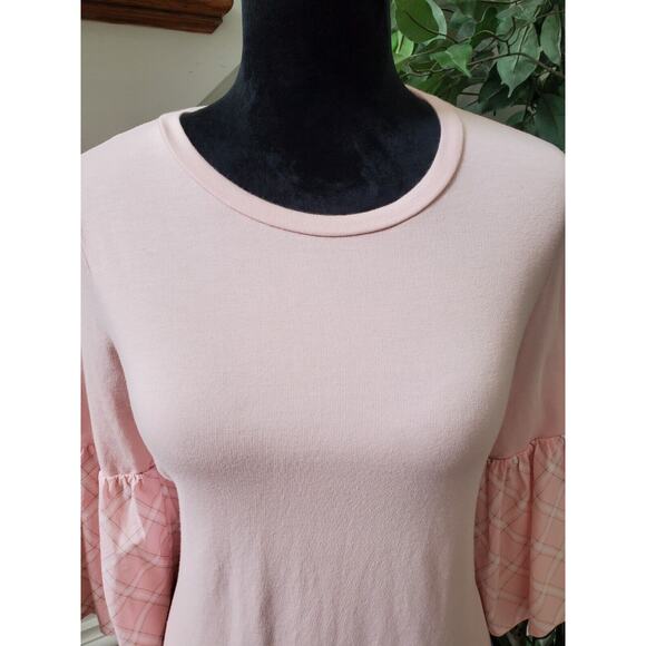 Crown & Ivy Womens Pink Cotton Long Sleeve Round Neck Top Blouse Size Small - Picture 2 of 10
